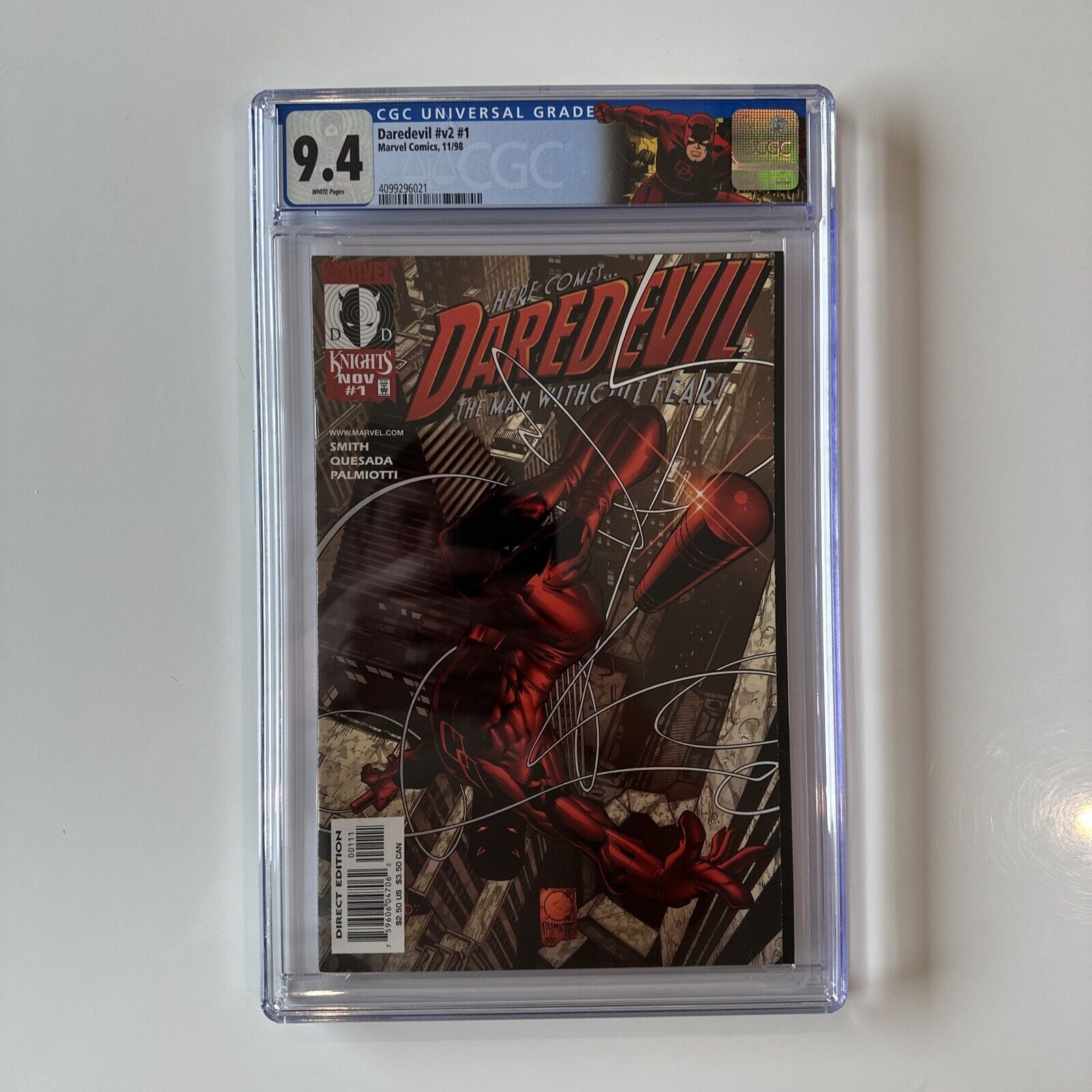 Daredevil #v2 #1 CGC 9.4 Kevin Smith CUSTOM LABEL Marvel Knights JOE QUESADA
