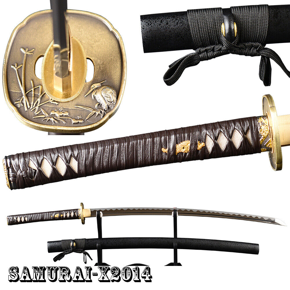 1095 Carbon Steel Katana Samurai Sword Japanese Full Tang Functional Leather Ito