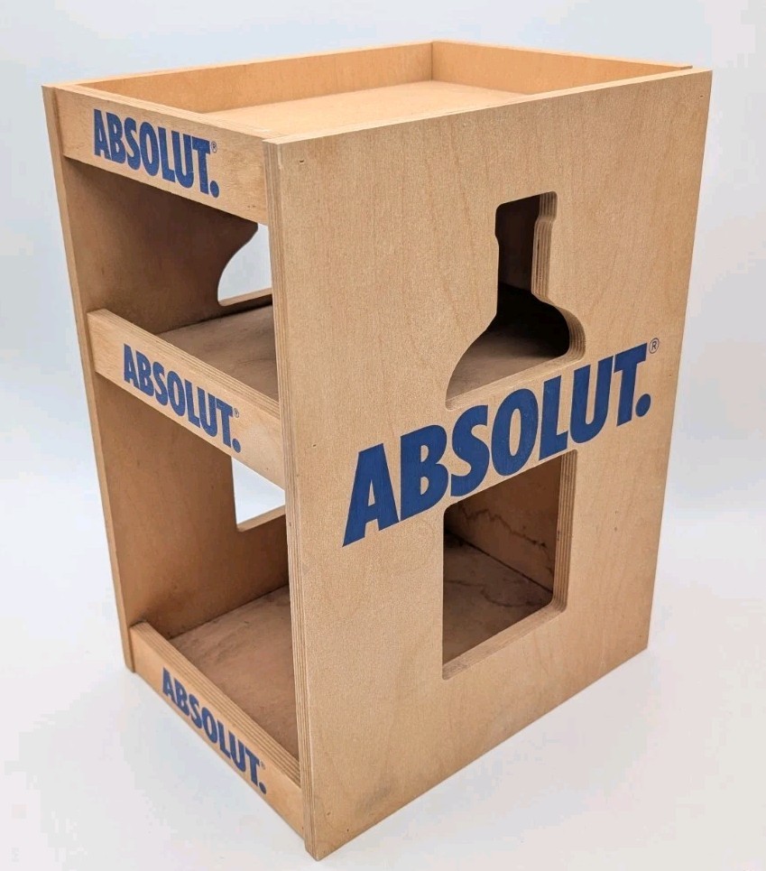 Absolut Vodka Promotional Storage Shelf Wood Barware Home Bar 9
