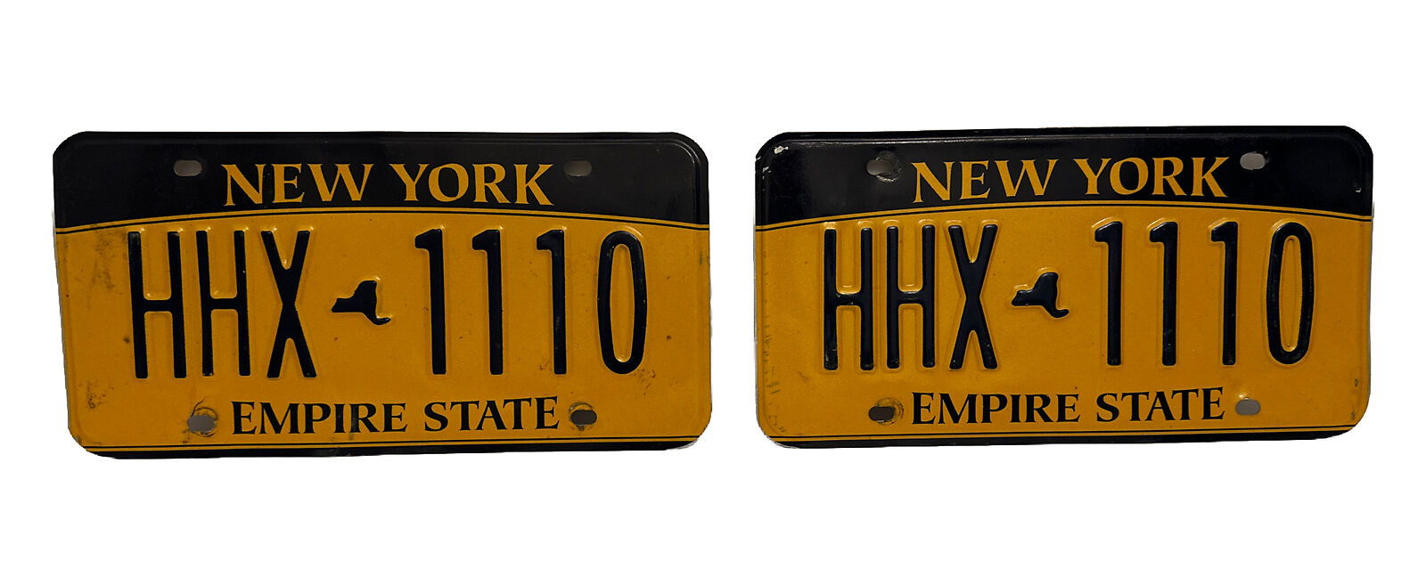NEW YORK EMPIRE STATE  LICENSE PLATE PAIR - BLUE/GOLD - HHX 1110