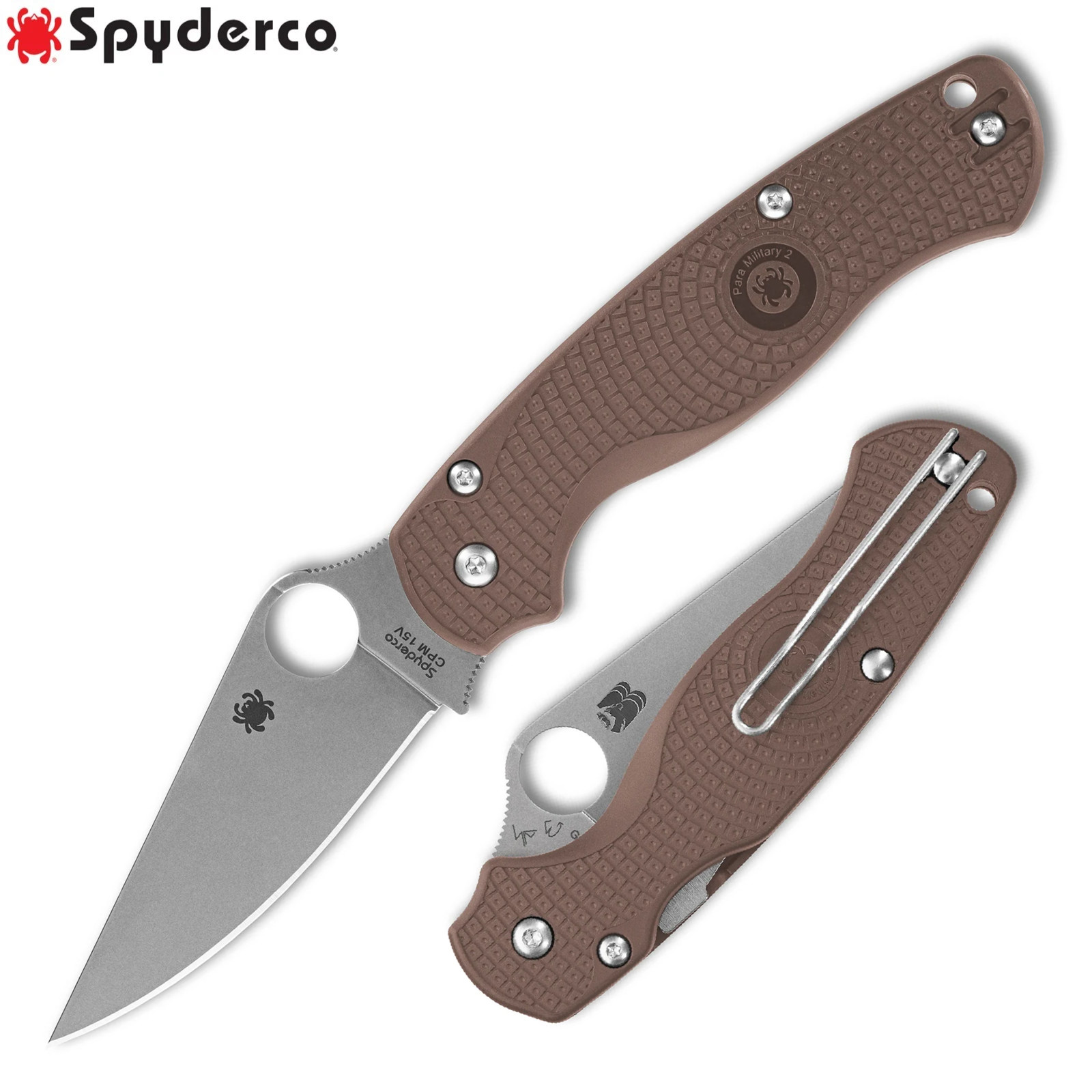 Spyderco Paramilitary 2 LW Sprint Run CPM-15V Plain Blade Brown FRN C81PBN15V2