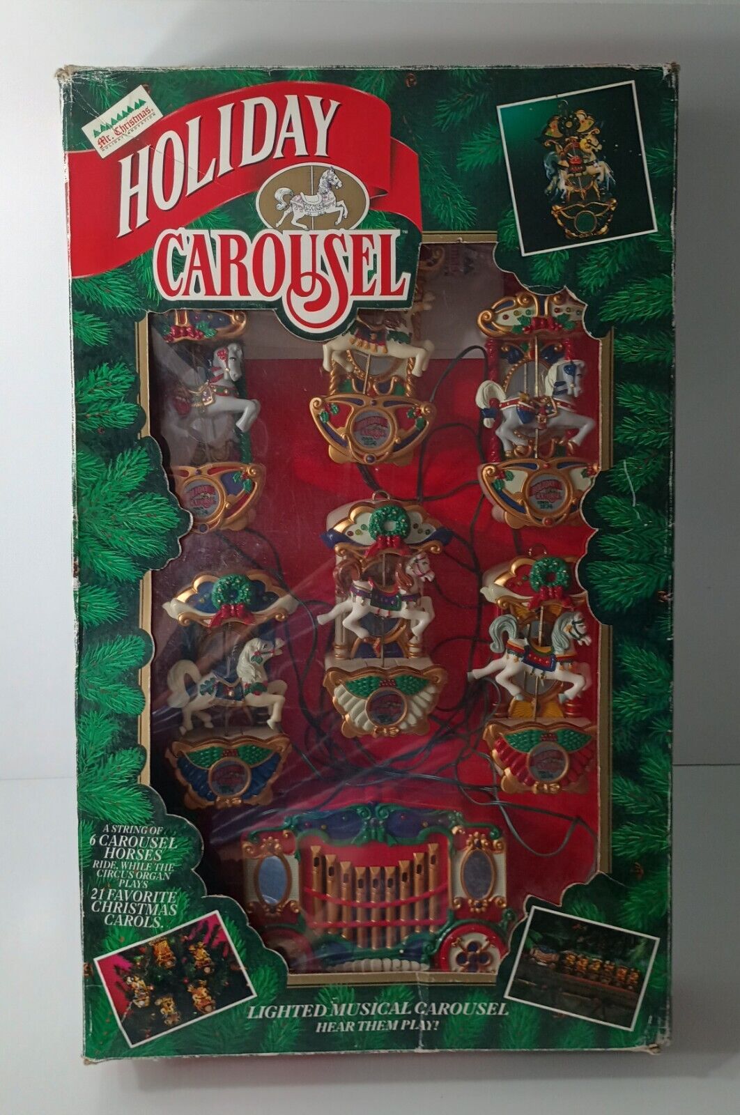 Vintage Carousel Lighted Musical 6 Horses 21 Carols Mr Christmas 1992 Holiday