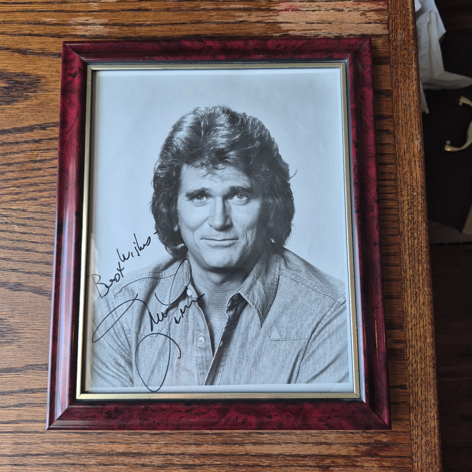 Michael Landon Hand Signed Black and White Photo 8