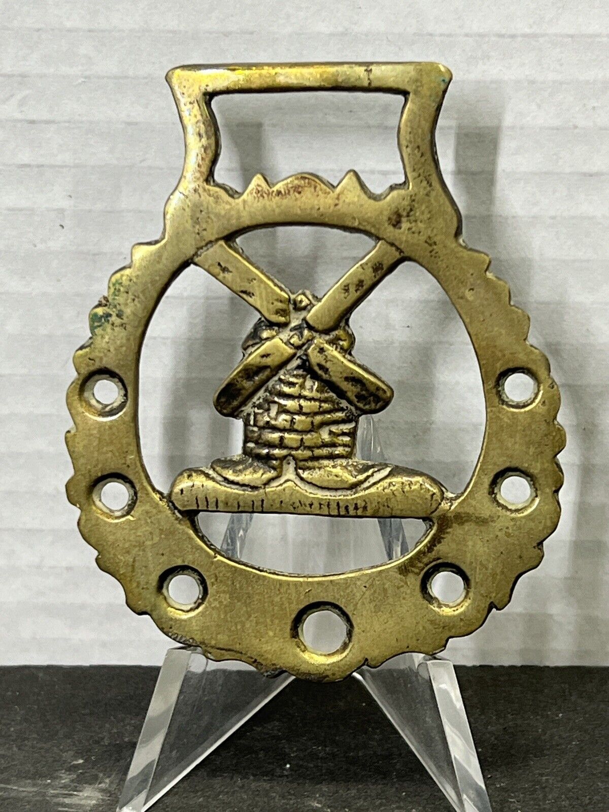 (1231) Horse Brass Windmill Parade Medallion Bridle Harness Decor