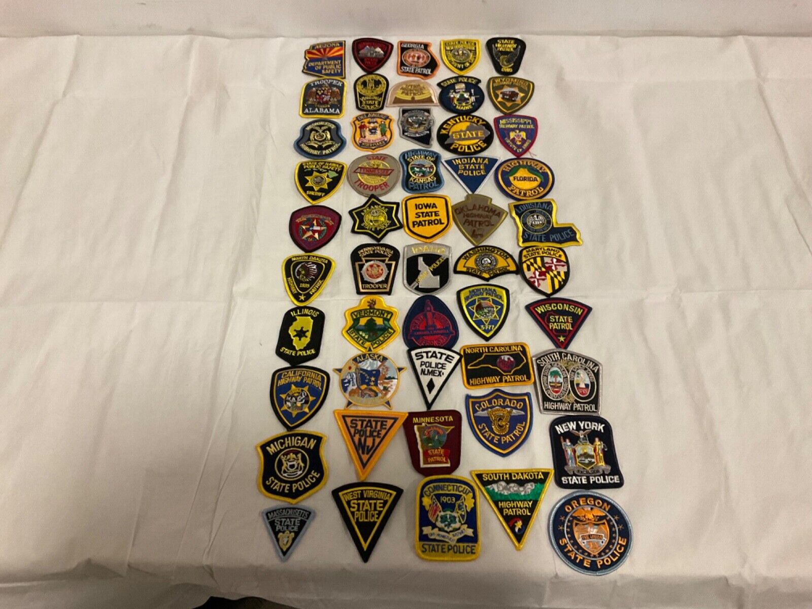 Police collectors patch set 50 pieces all different state patches. All hat size.