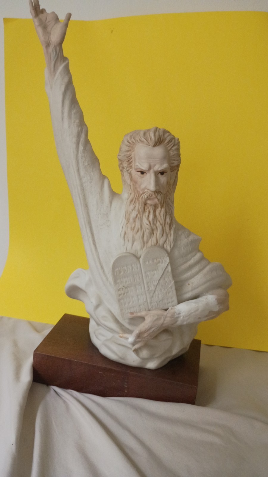 Moses The Law Giver Cybis Signed Porcelain  #294 Figurine, Wood Base  Needs TLC