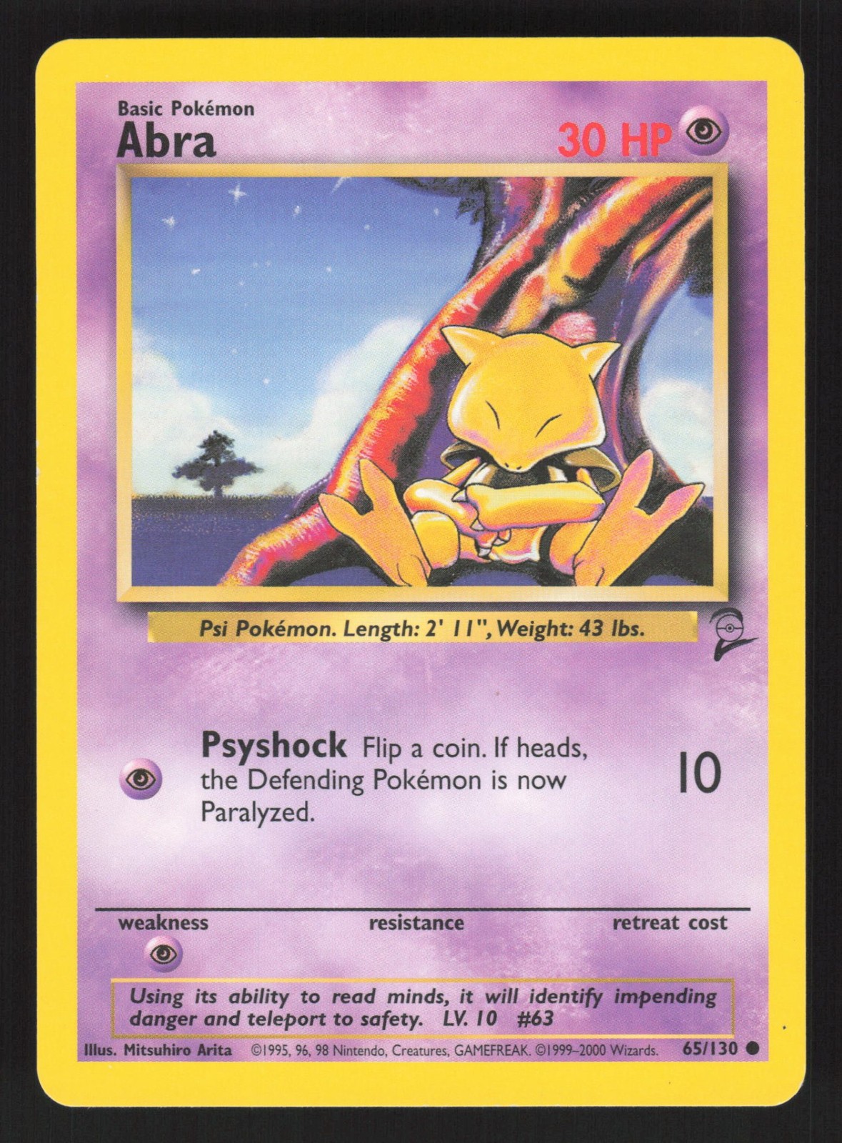 English LP Abra 065/130 BS2 Pokemon Base Set 2