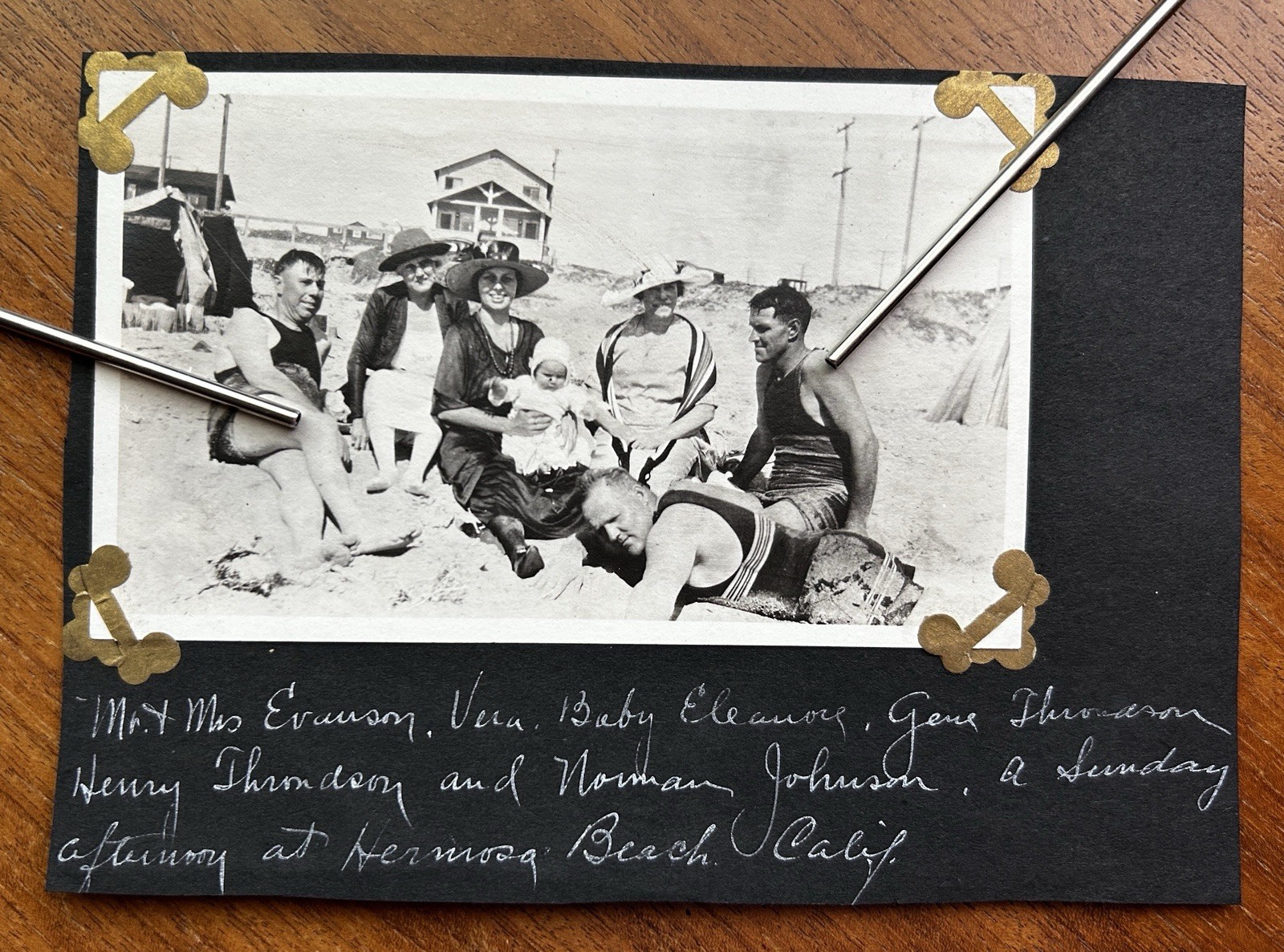 Antique 1919 A Sunday Afternoon at Hermosa Beach CA Houses Cottages Vtg Photo