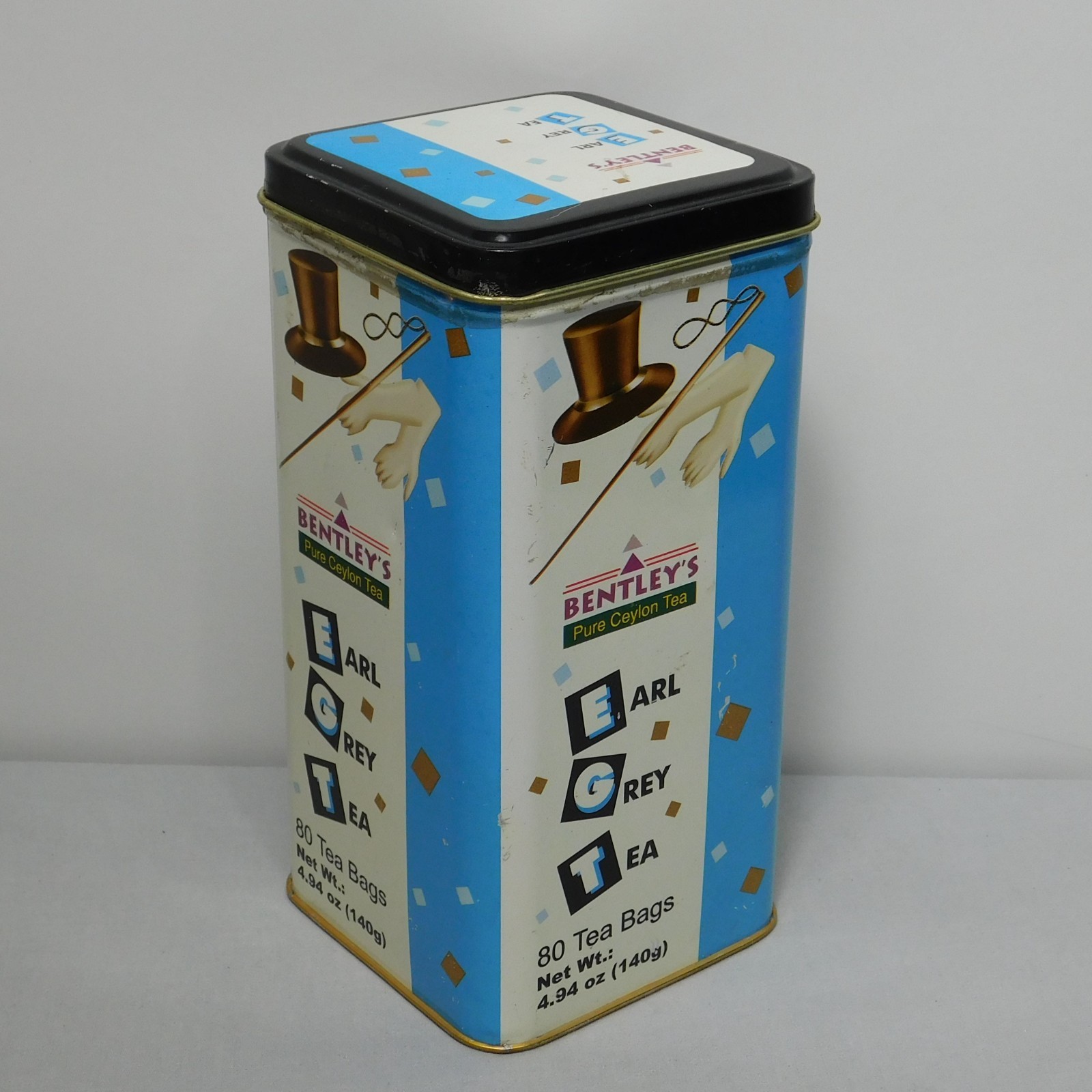 Vintage Bentley's EARL GREY Pure Caylon Tea EMPTY Tin Canister for 80 Tea Bags