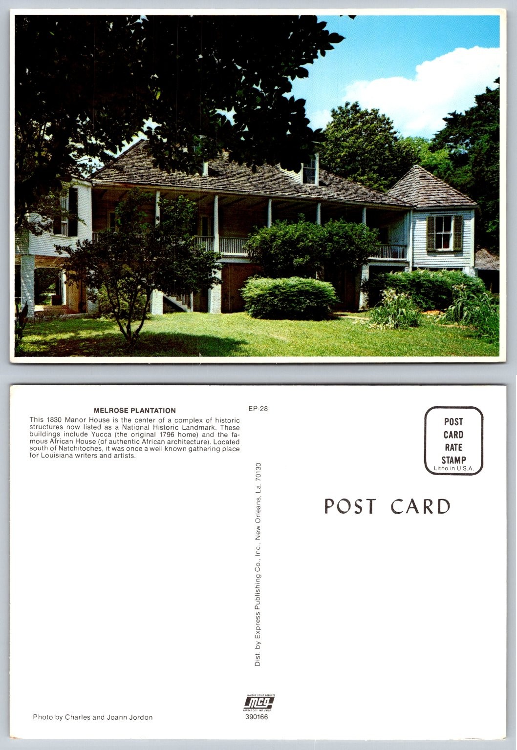 Melrose Plantation Manor House Natchitoches Louisiana Historic Landmark Postcard