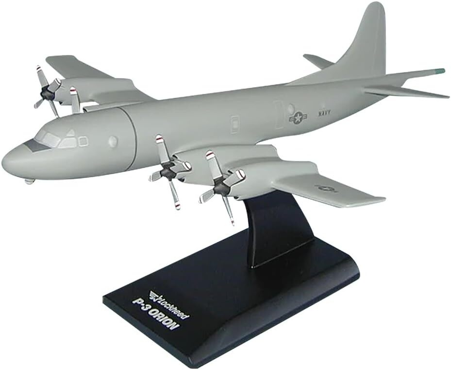 US Navy Lockheed P-3 Orion Low-Viz Gray Black Base Desk 1/85 Model SC Airplane