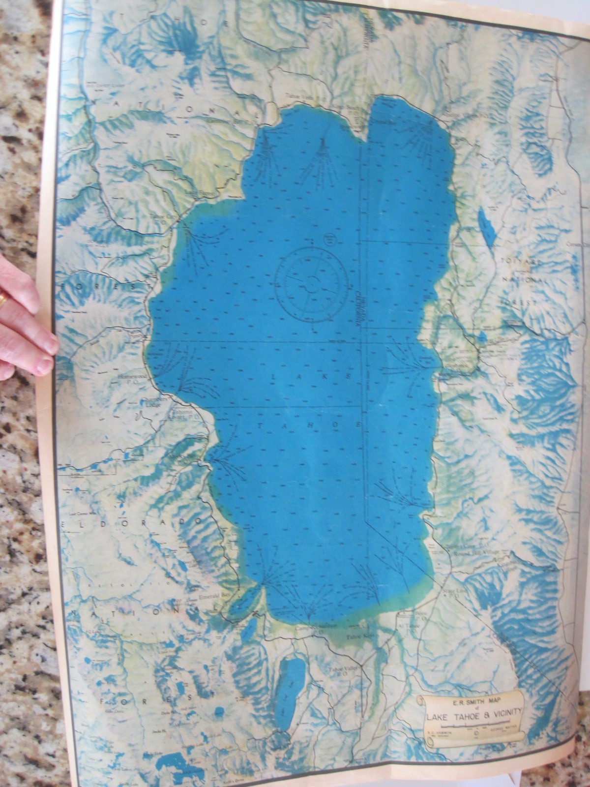 Lake Tahoe Map Antique Vintage Ready To Frame W/ History On Back 16