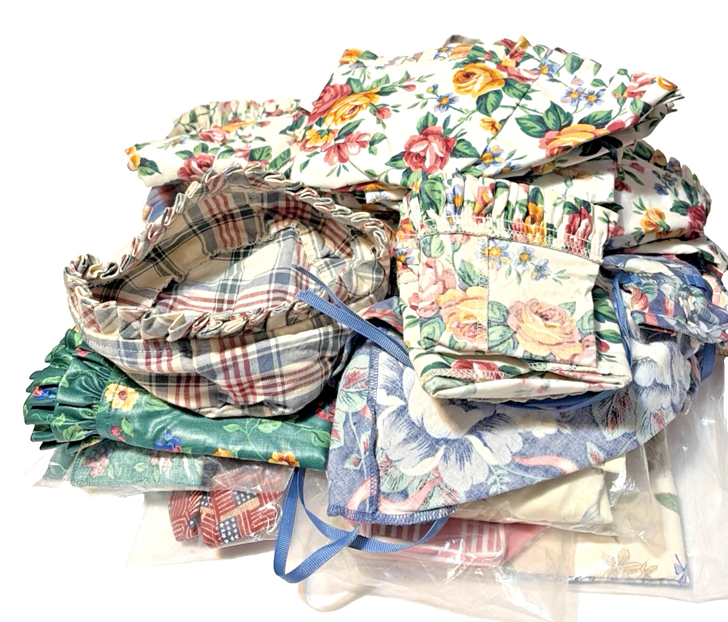 Longaberger Basket Fabric Liners Lot of 25 Various Sizes & Patterns Bulk Lot SEE