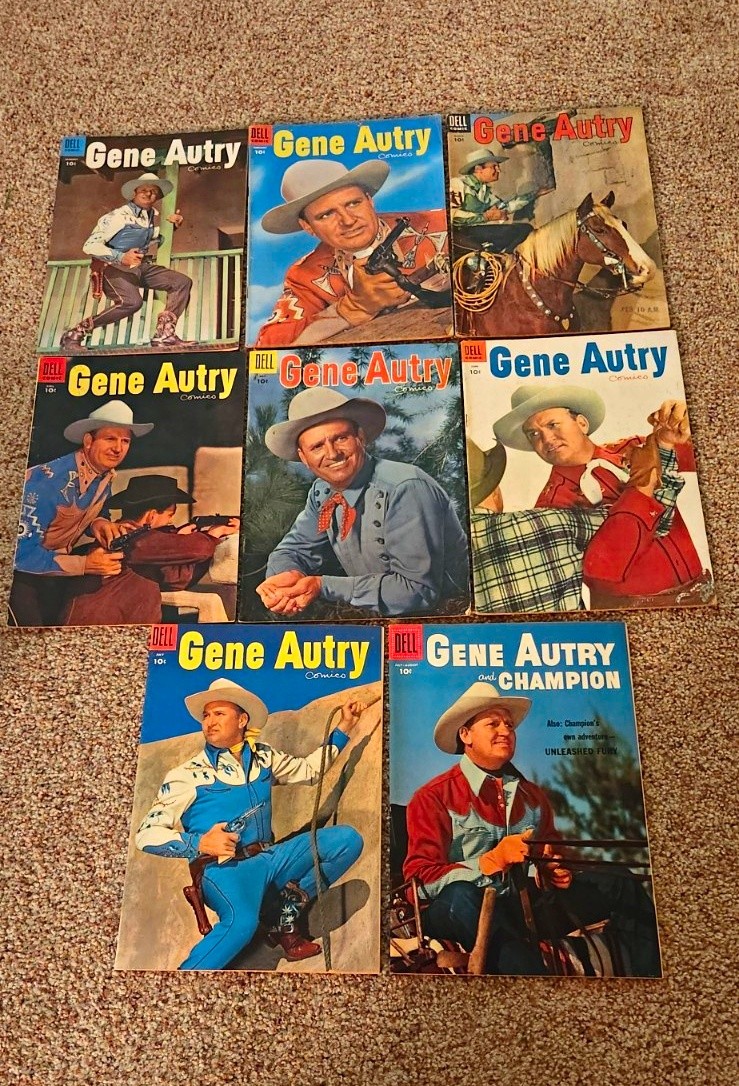 Dell Comics Gene Autry 1955/1956 Western Color Comic Book Mixed Lot of 8