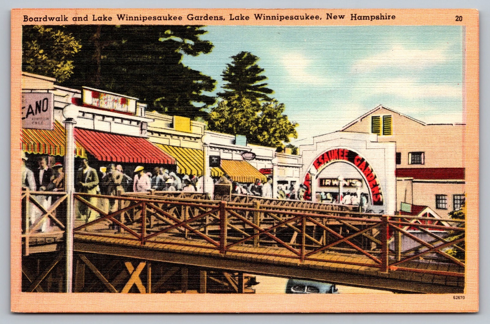 Weirs Beach Boardwalk NH~c1940s UNPTD Lake Winnipesaukee New Hampshire Postcard