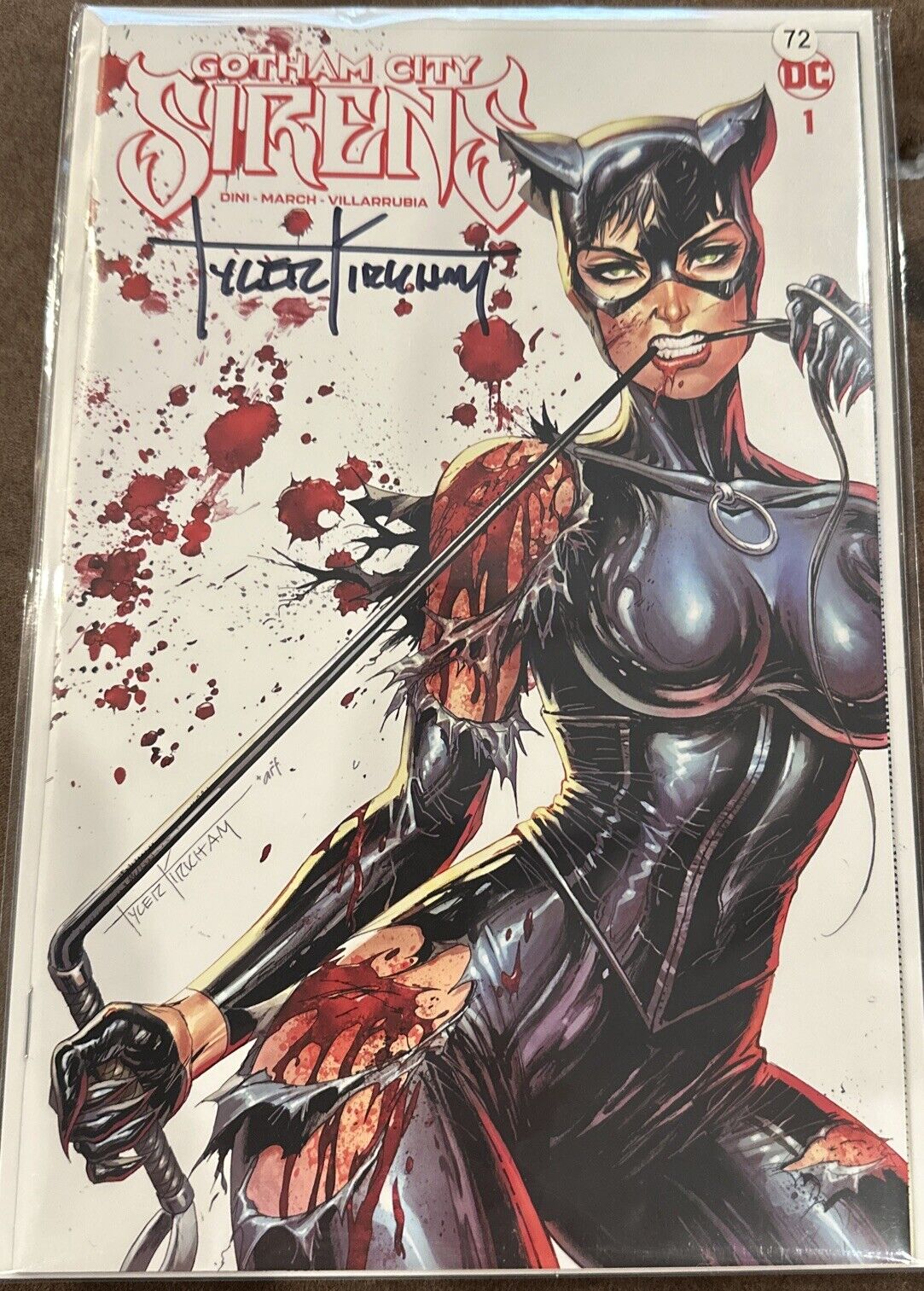 Gotham City Sirens #1- Catwoman Battle Damage Kirkham Signed With COA