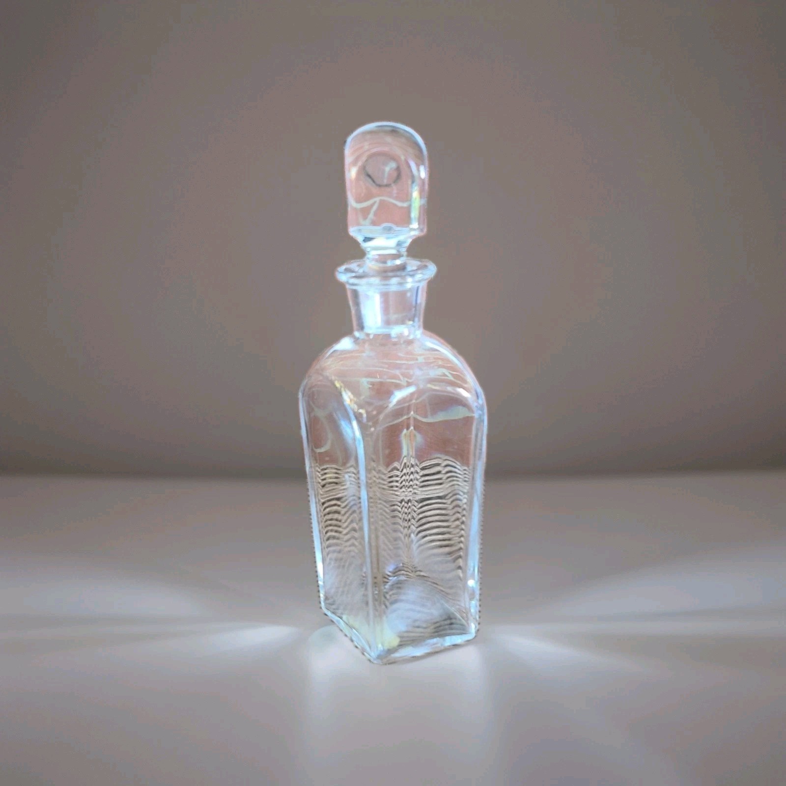 Baccarat Vosges Triangular Crystal Decanter Geometric Stopper Signed Vintage 12”