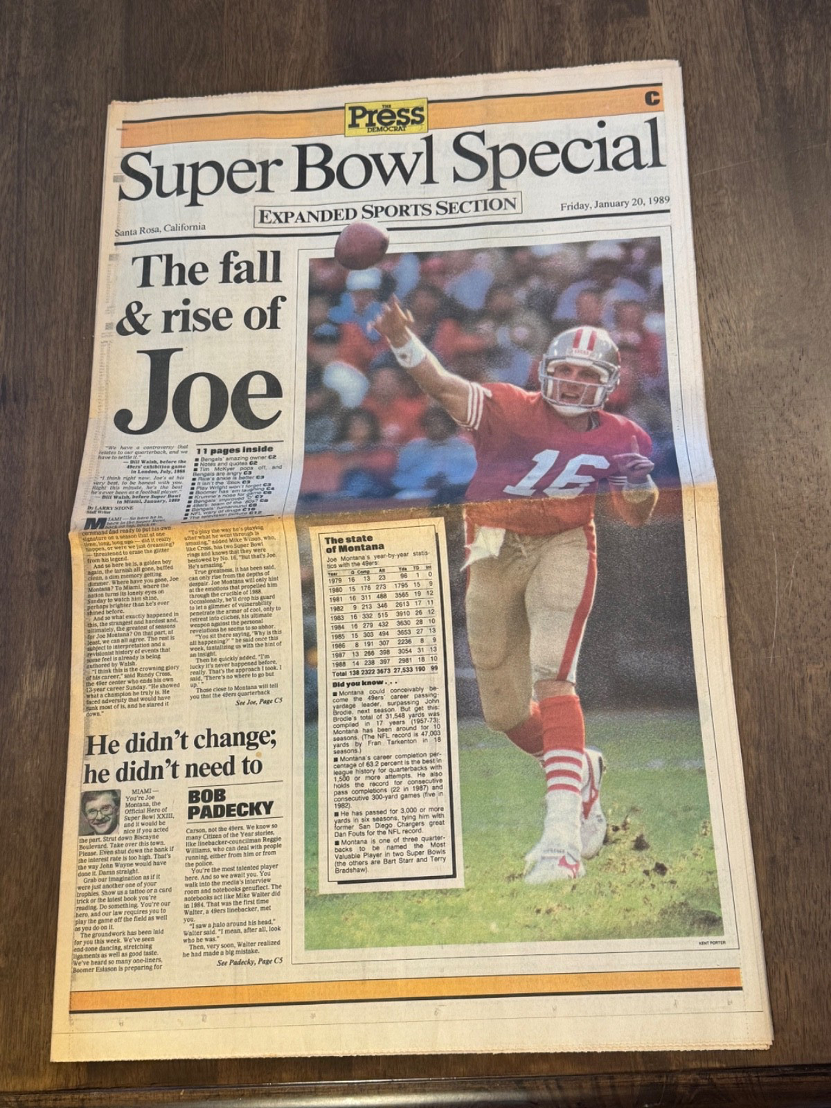 Vtg San Francisco 49ers Super Bowl Special Press Demo Newspaper 1989 Joe Montana