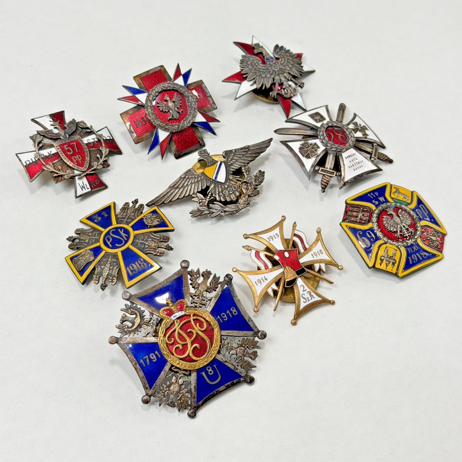 9 Premium Polish WWII-Era Regimental Officer Army Badges – A. Panasiuk Warsaw 9 Premium Polish WWII-Era Regimental Officer Army Badges – A. Panasiuk Warsaw