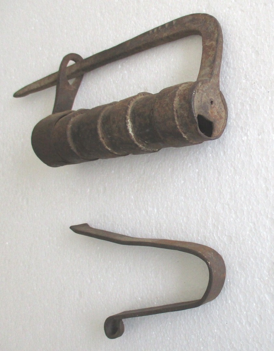 ANTIQUE PADLOCK  LOCK WITH KEY RARE AND UNUSUAL 18 C