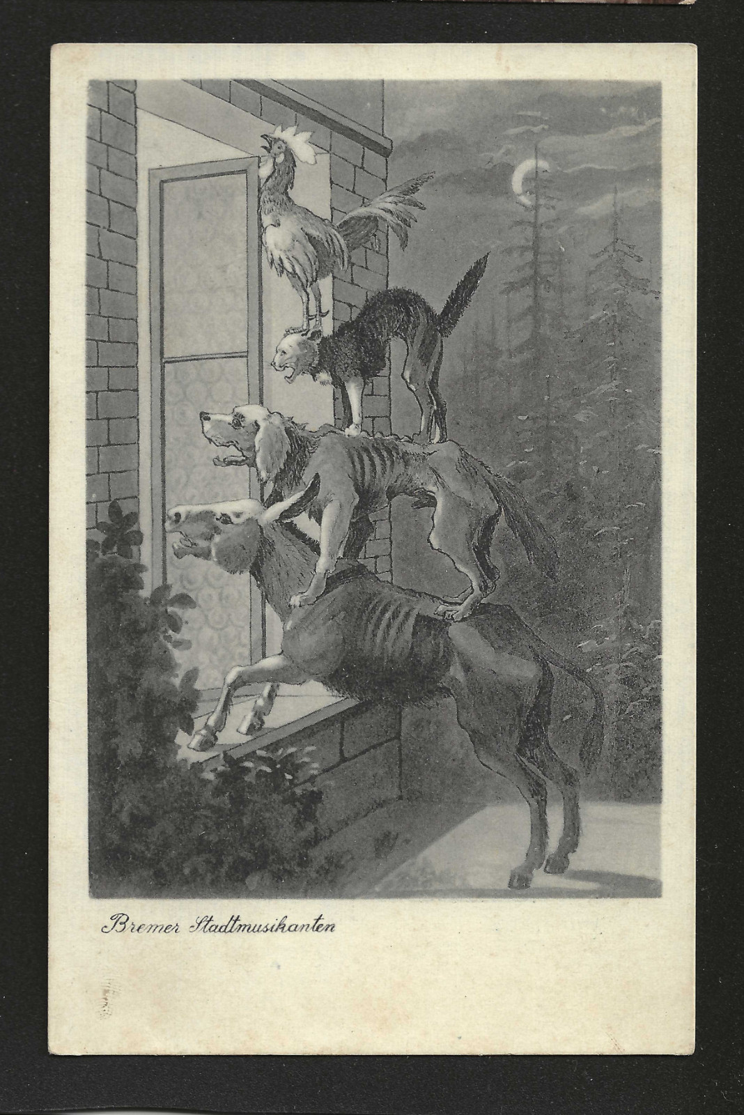 Antique Postcard Bremer Stadtmusikanten Bremen Oskar Herrfurth Grimm Tale
