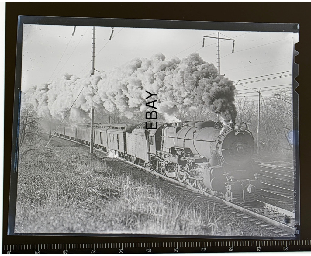12/24/46 Pennsylvania RR No. 383 K-4 Locomotive Ridley Park PA Photo Negative