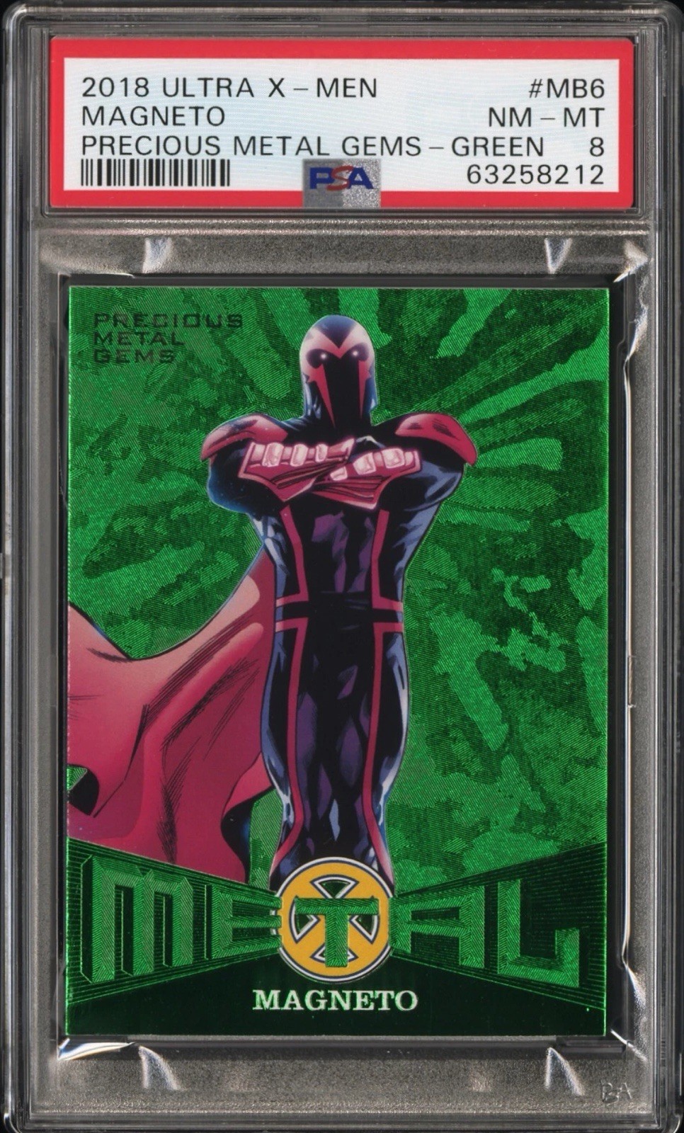 2018 Fleer Ultra X-Men Precious Metal Gems Green PMG Magneto #’d/25 PSA 8 Marvel