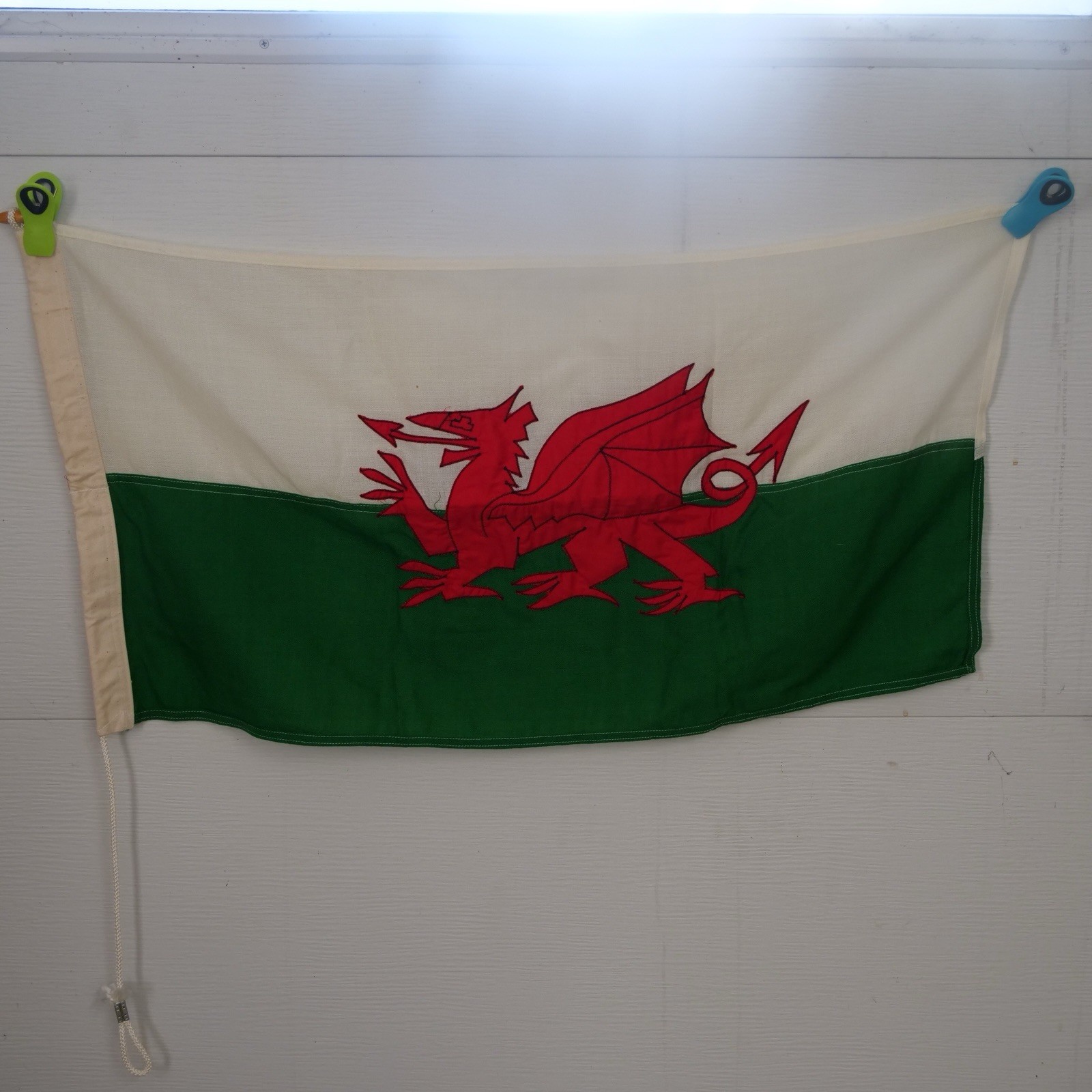 Vintage Welsh Stitched Flag 34x19 Inches 
