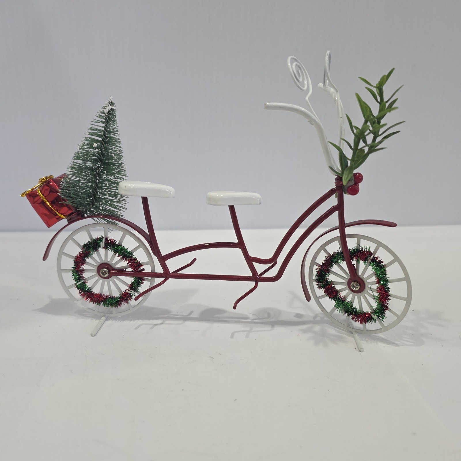Pier 1 Christmas Tandem Bicycle Metal Photo Card Holder Table Decor Tree Gift