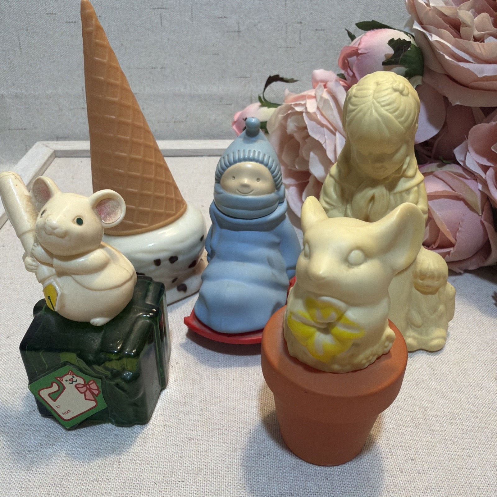 Lot 5 Vintage Avon Cologne Perfume Bottles Oops Bubble Of Fun First Prayer Mouse