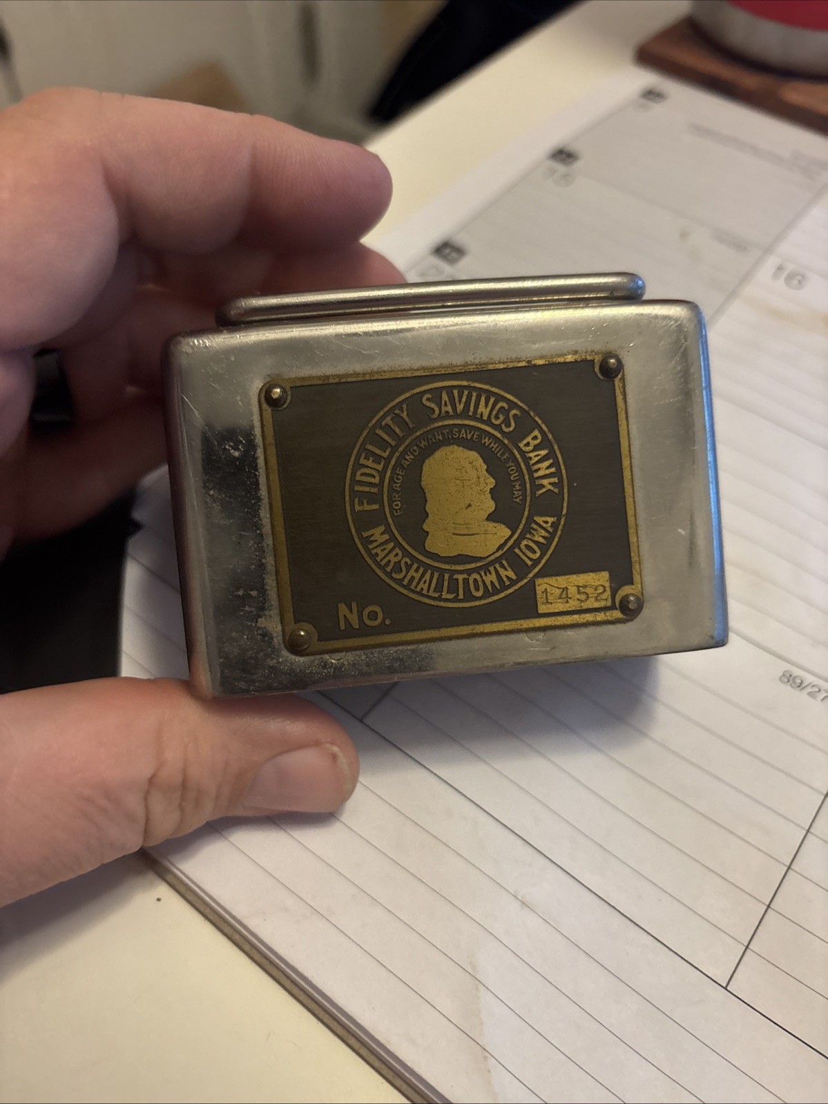 Vintage Fidelity Savings Bank Marshalltown, Iowa Metal Case Coin Bank --No Key Vintage Fidelity Savings Bank Marshalltown, Iowa Metal Case Coin Bank --No Key