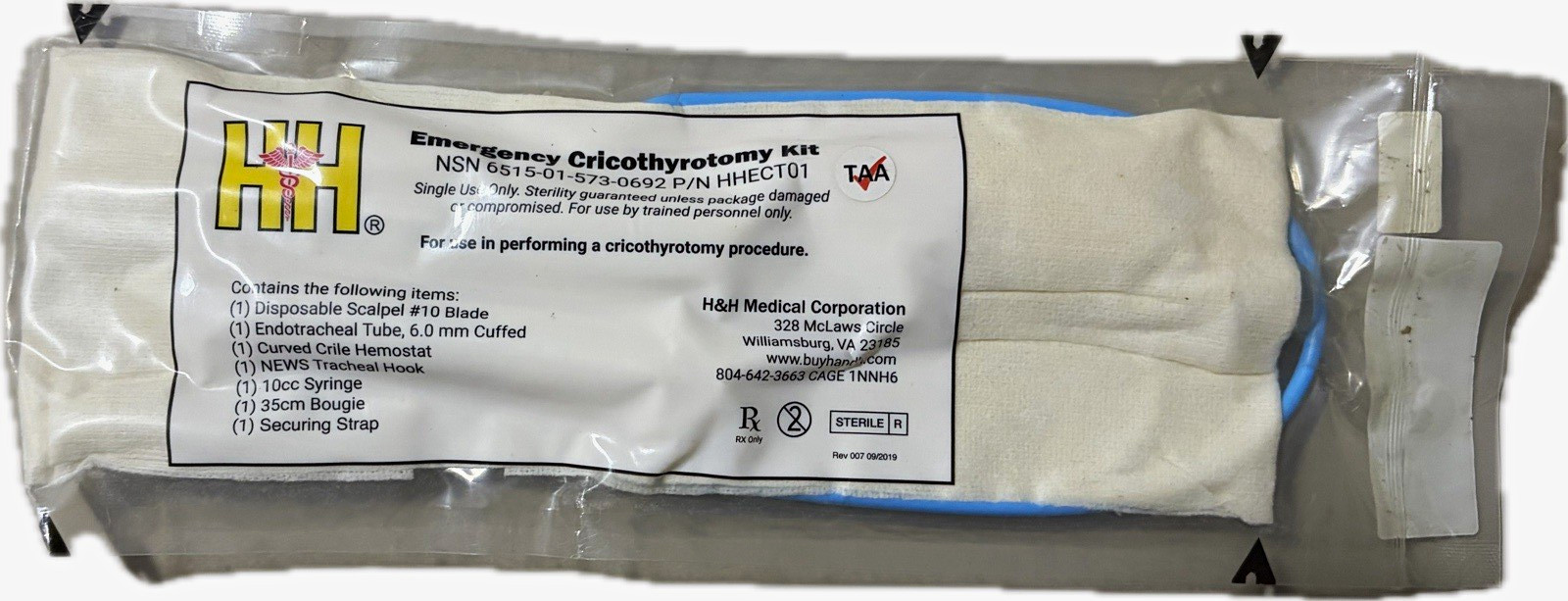 Emergency Cricothyrotomy Kit by H&H NSN: 6515015730692 EXP 2023-04