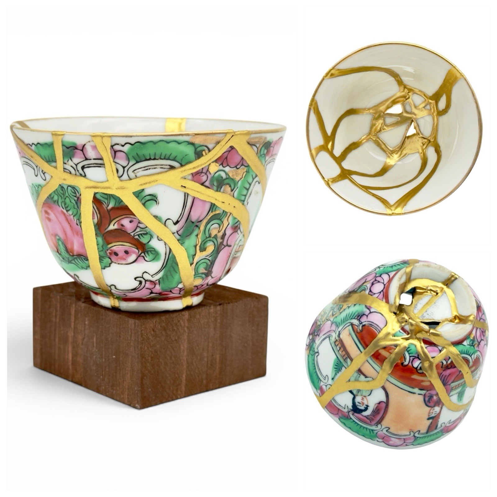Kintsugi Cup Famille Rose Porcelain Gold Crack Art Personal Growth Gift