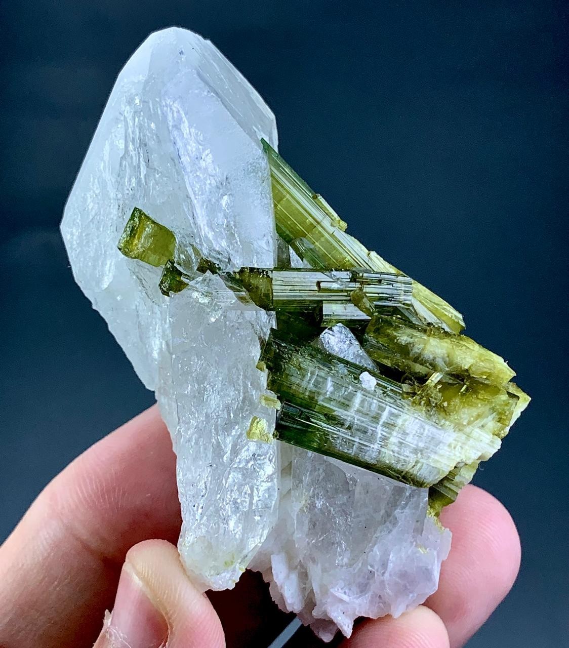 436 Carat Green Tourmaline Crystal With Quartz Specimen From Pakistan 