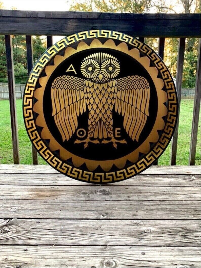 Antique Handmade Medieval Athenian Owl Authentic Greek Hoplite Shield Armor Gift