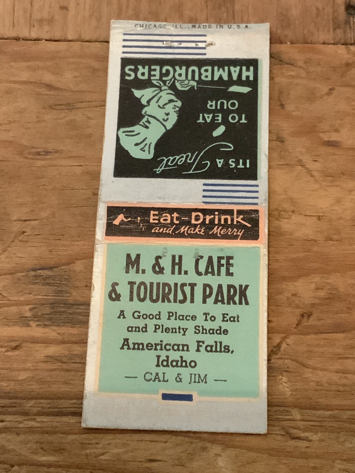 M & H Cafe & Tourist Park American Falls Idaho ID Vintage Bobtail Matchcover M & H Cafe & Tourist Park American Falls Idaho ID Vintage Bobtail Matchcover