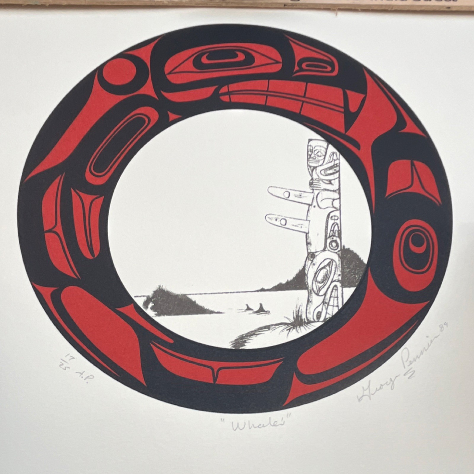 George Pennier Whale 1989 Handmade Canadian Aboriginal Art Print George Pennier Whale 1989 Handmade Canadian Aboriginal Art Print