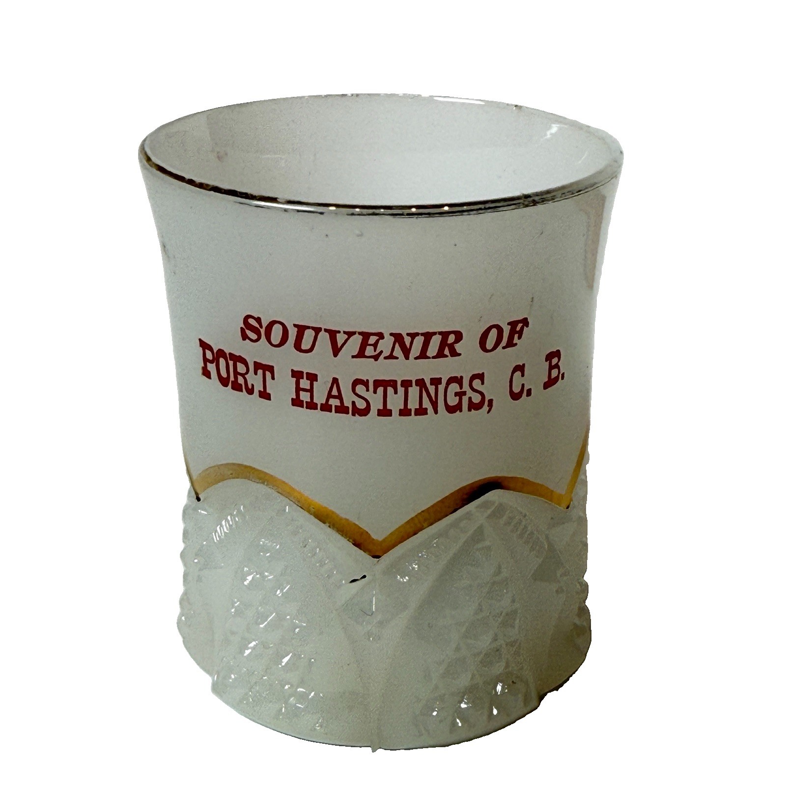 PORT HASTINGS CB CANADA ANTIQUE Souvenir DEPRESSION Glass TRINKET CUP