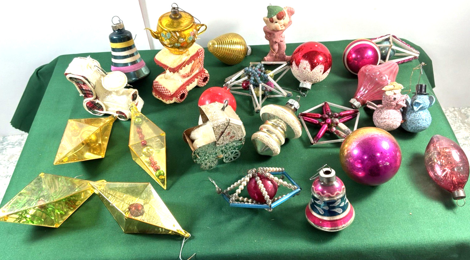 24 Vtg MCM LOT GLASS CHRISTMAS ORNAMENTS GLASS MICA GERMANY SPUTNIK