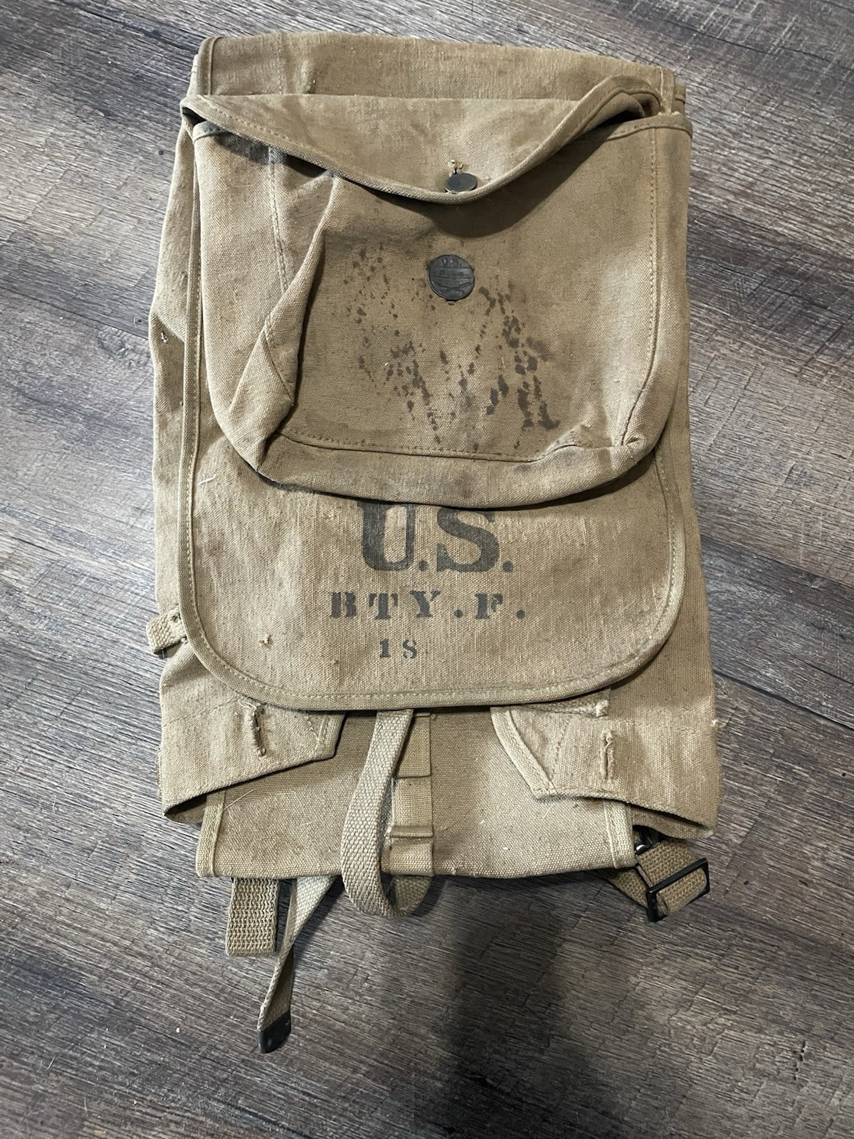WW1 US Haversack With Meat Can Pouch Unit Marked 104th Artillery Bn