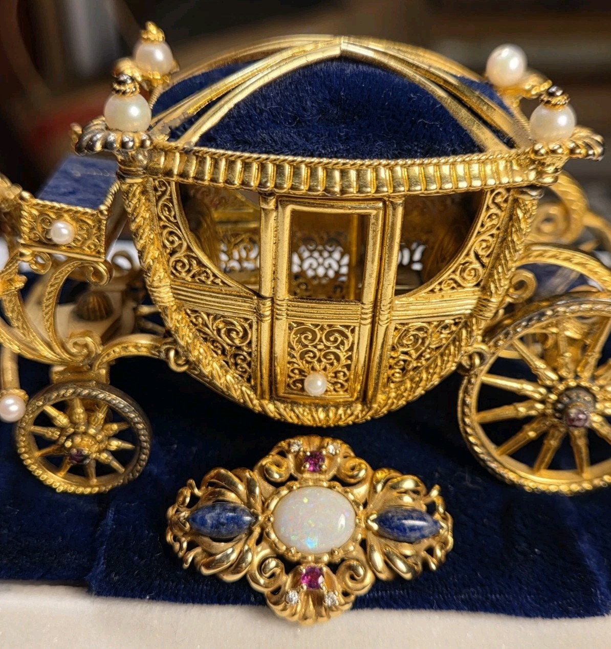The Igor Carl Faberge Imperial Wedding Coach 1985 #276 Including 18k Gold Brooch