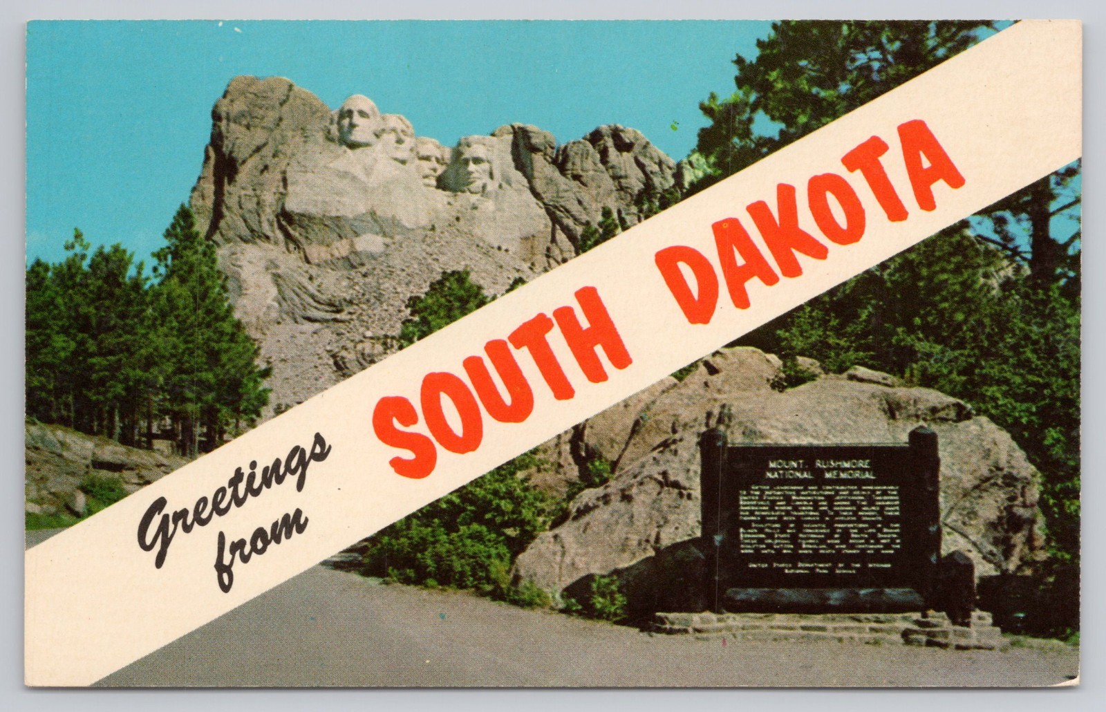 Postcard Greetings From South Dakota Mt. Rushmore