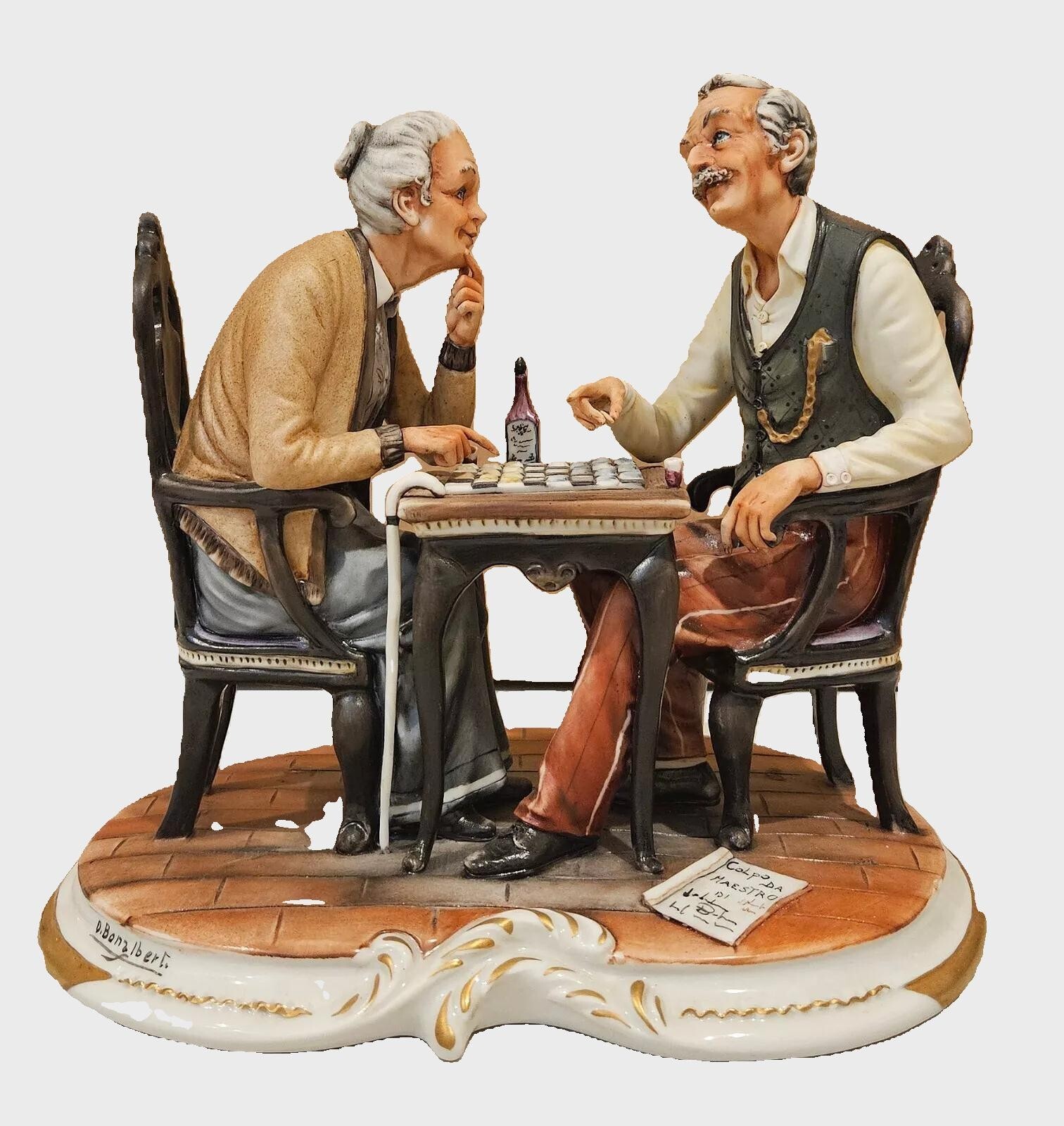 Dino Bonalberti Capodimonte Figure Cheker Game Porcelain Dino Bonalberti Capodimonte Figure Cheker Game Porcelain