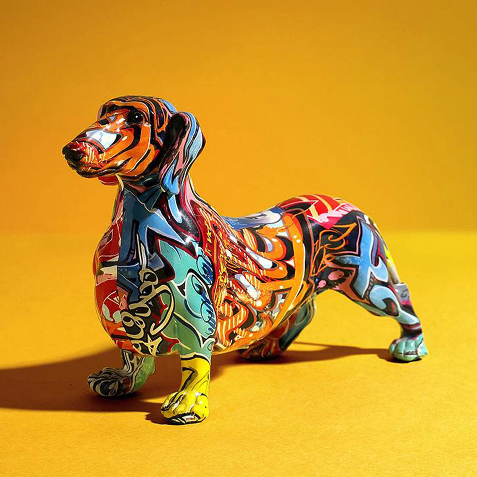 Nordic Painted Colorful Dachshund Collectible Dog Figurine