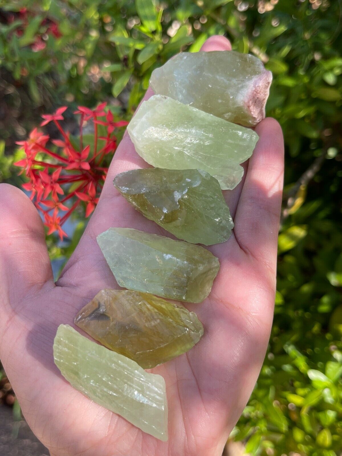 Green Calcite Rough Natural Stones, 1.25\