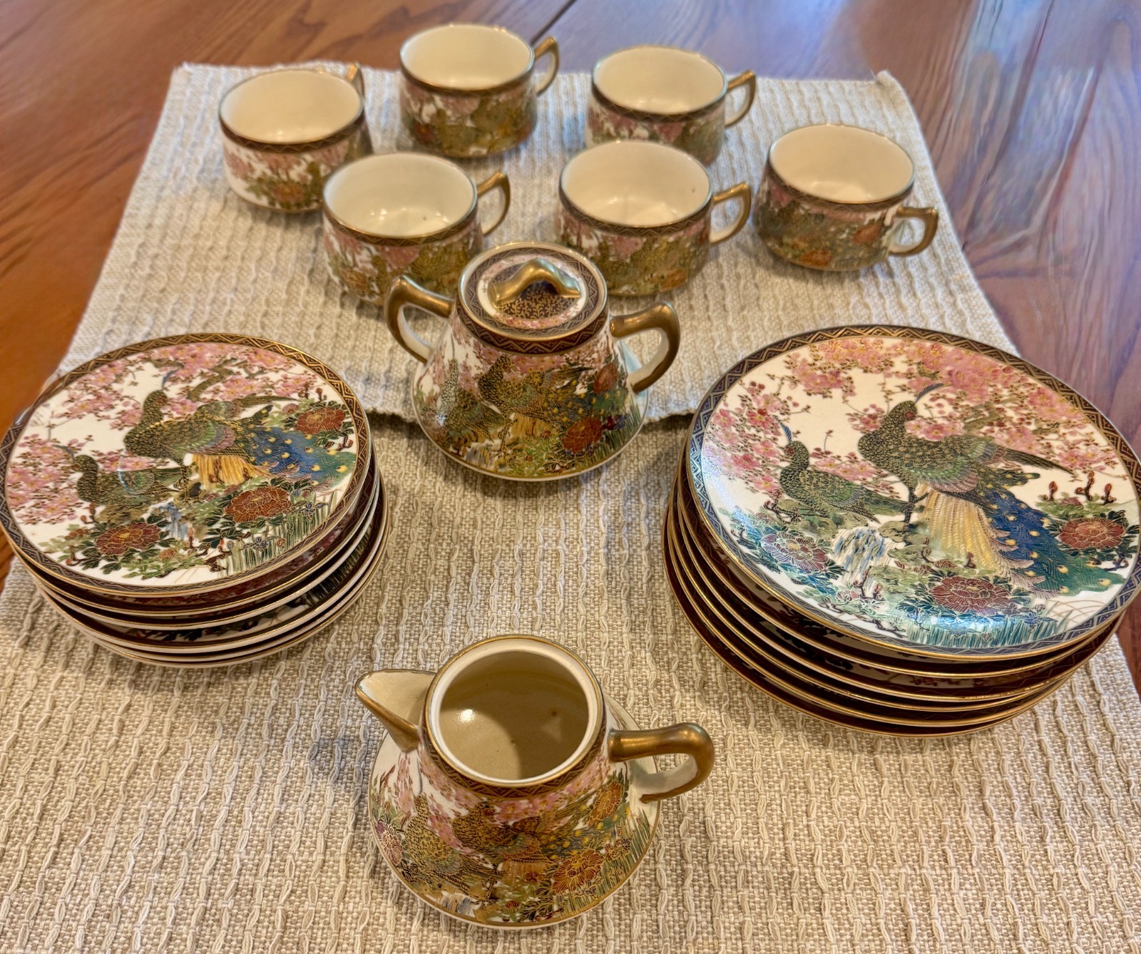 Vintage Japanese porcelain Satsuma-style tea set