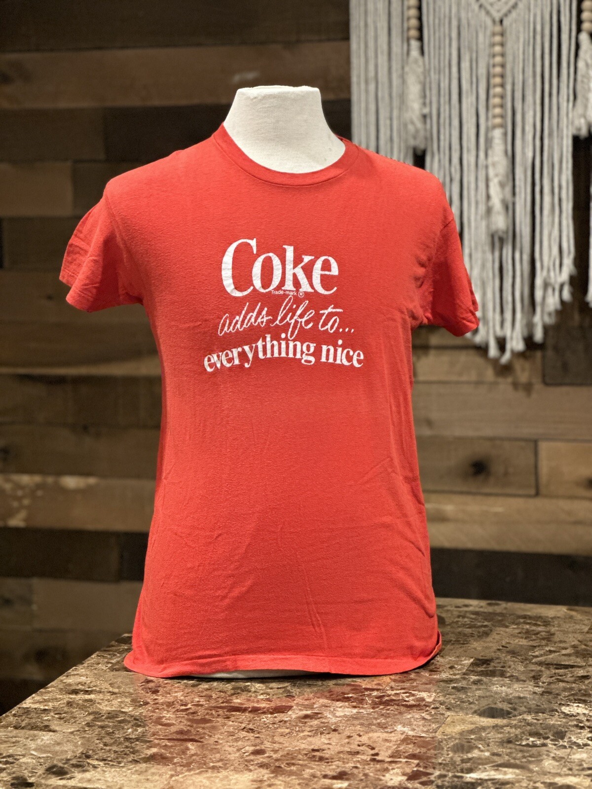 COCA COLA 1970s VTG SINGLE STITCH Coke Adds Life Hanes T Shirt L-Fits S/M