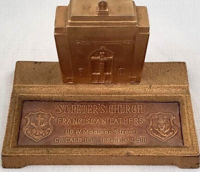 Vintage,Art Deco CHICAGO: ST. PETER\'S CHURCH DESK SET, Franciscan, Architectural
