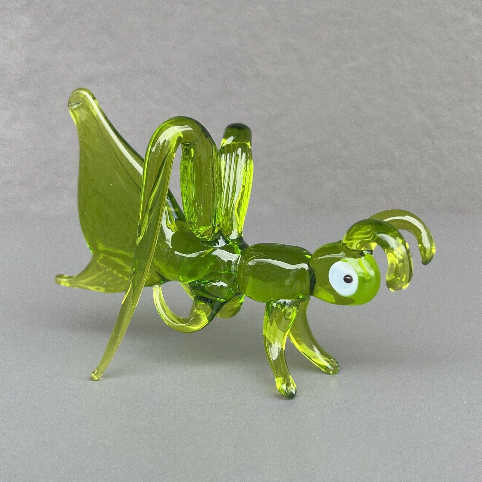 4.5” Glass Grasshopper Figurine - Collectible Glass Animal Grasshopper Sculpture