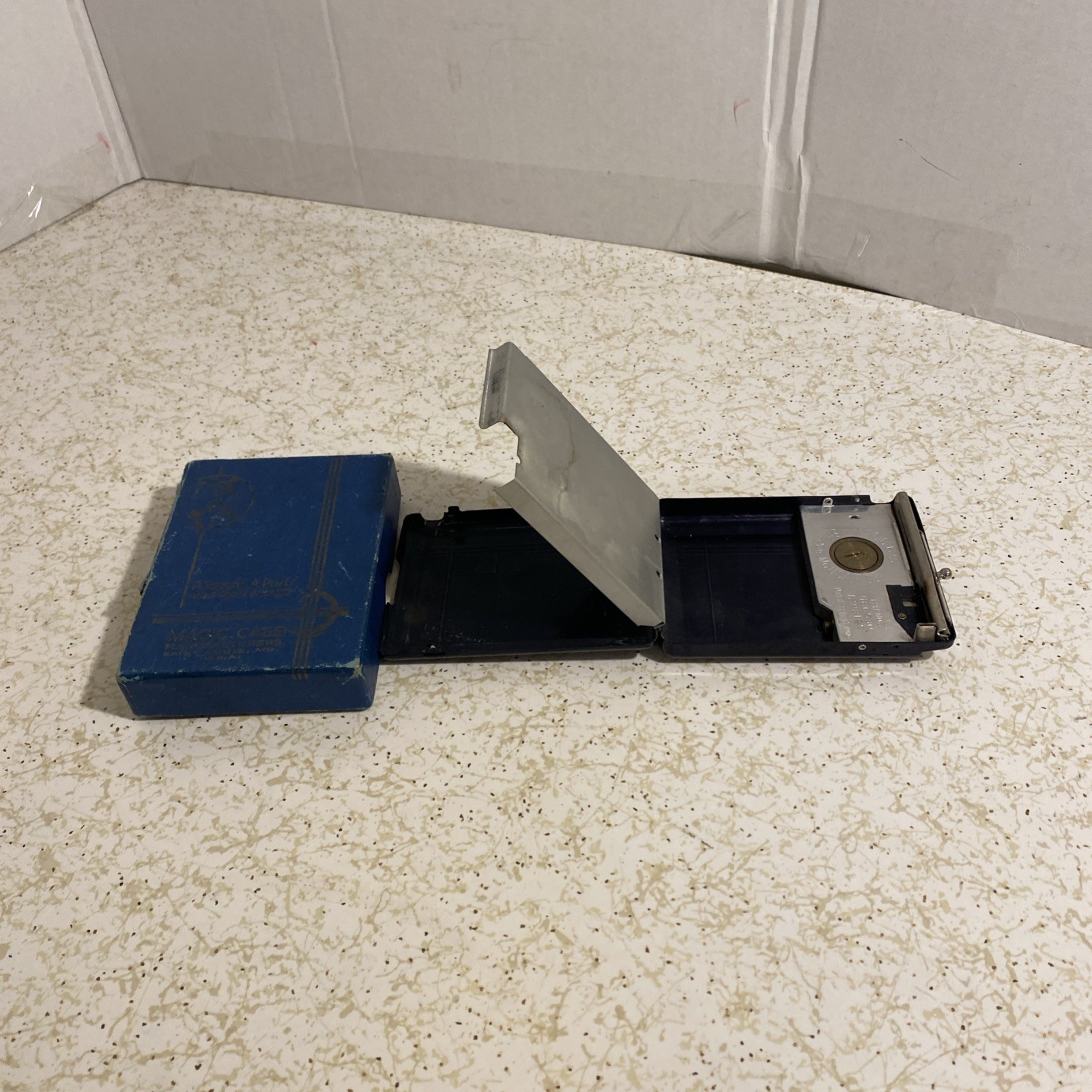 Rare Cobalt Blue Art Deco Magic Case - Automatic Cigarette Dispenser & Lighter